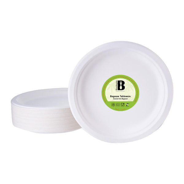 BF Bagasse Round Plate 9" 50 pcs X 16