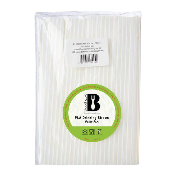 BF Bio PLA Drinking Straws Natural Colour 100 pcs