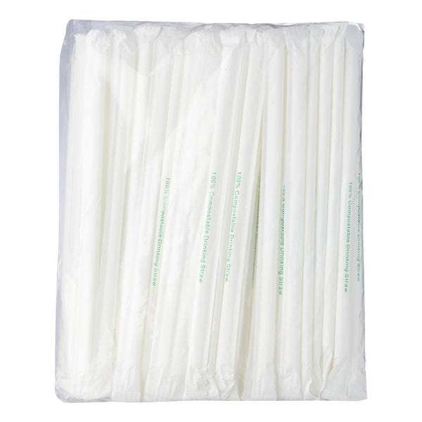 BF Bio PLA Drinking Straws Natural Colour Individually Paper Wrapped 100 pcs