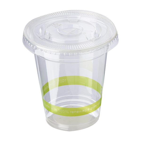 BF Bio PLA Clear Flat Lid For 12/16/20 oz Cold Cups 50 pcs
