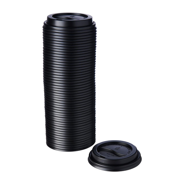 PS Black Cup Lid For 8/12/16 oz Hot Cups 50 pcs