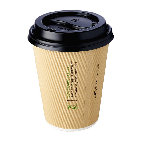 PS Black Cup Lid For 8/12/16 oz Hot Cups 50 pcs
